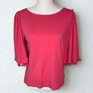 DG2 Diane Gilman Pink Flutter Sleeve Top Women Small